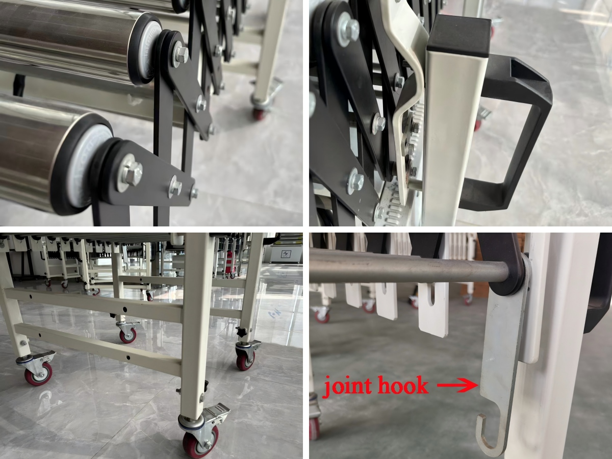 details of flexible expandable gravity roller conveyor Детали гибкого расширяемого гравитационного роликового конвейера