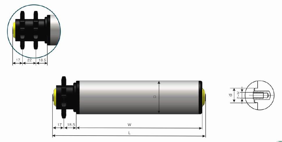 Конвейерный ролик со стальной звездочкой средней мощности DR411