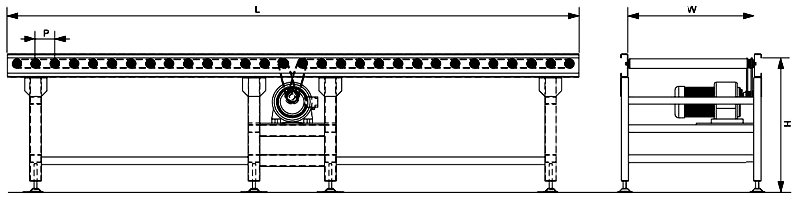 поливе роликовый конвейер