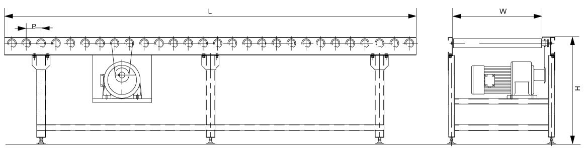 Двойной ролик -конвейер с двойной звездочкой