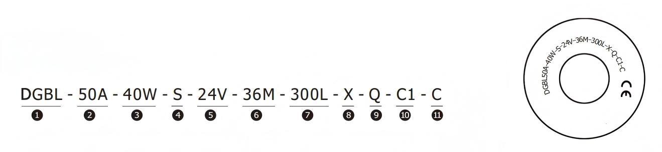DGBL50A Модель роликовой модели DGBL50A № Пример